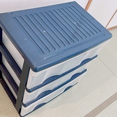 無料 衣装ケース 3段 × 2台（重ねて使用可・幅60cm）の画像