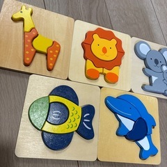 木製動物パズル　知育の画像