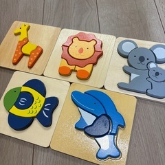 木製動物パズル　知育の画像