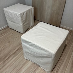 IKEA 45cm スツール　アイボリー　二脚セットの画像