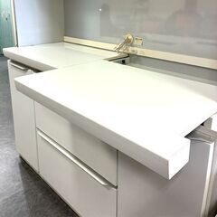 【JY-174】松田家具 キッチンボード セパレート ホワイト　140×51×194cmの画像