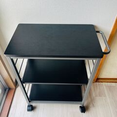 【美品】山善 キッチンワゴン ダークブラウン MMG-7030C(BK/BR) の画像