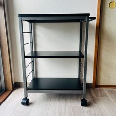 【美品】山善 キッチンワゴン ダークブラウン MMG-7030C(BK/BR) の画像