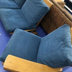 ★リユースのサカイ横浜南店★YM1142 柏木工 ３人掛けｿﾌｧ ブルー　ブラウン W190×D73×H76 クリーニング済みの画像