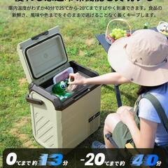 車載冷蔵庫 23L バッテリー1個付き 小型 両開きフタ コンプレッサー式の画像