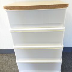 △ B チェスト 衣類収納 4段 高さ 82.5cm 幅 45cm 奥行 40.5cm 天板部分剥がれあり 現状渡しの画像