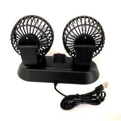 【買取宝船 枝吉店】デュアルファン搭載 ダブルヘッド 車載用 扇風機 5V USB F410 未使用品 ≪現状販売≫の画像