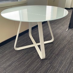 (美品)ダイニングガラステーブル100cm 円形の画像