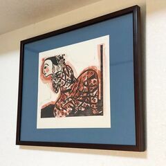 棟方志功 木版画「模写」二菩薩釈迦十大弟子 幸官女版画 壁アート 日本画リビングルーム装飾 額付き人物画 美術品インテリアの画像