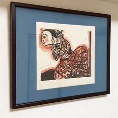 棟方志功 木版画「模写」二菩薩釈迦十大弟子 幸官女版画 壁アート 日本画リビングルーム装飾 額付き人物画 美術品インテリアの画像