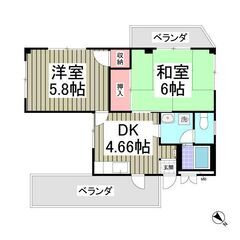 💕初期費用分割相談可、エアコン２台付、角部屋の２DK💕フリーレン...