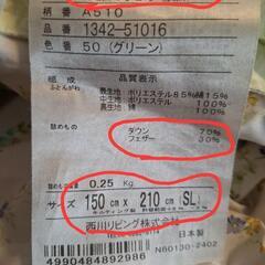 西川羽毛掛け布団と枕セットの画像