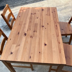 【🪑IKEA/イケア ヨックモックテーブル、イス4脚セット】廃盤商品　木製テーブル　table リビング　living ダイニング　dining イス　椅子　4人掛け　四人掛け　4p 4P【#2】の画像