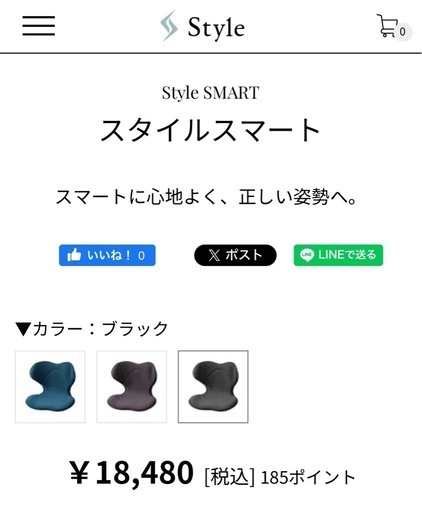 【さらにお値下げしました！】【新品同様/美品/箱入り】姿勢サポート椅子（Style SMART）