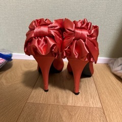 【即日可能】DAIANA ダイアナ　パンプス　オレンジ　リボン　22.5cm レディースの画像