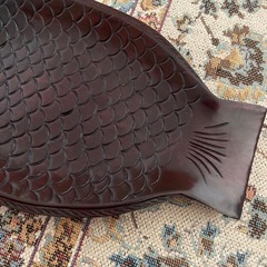 木製　魚形　皿 鱗模様　おかし　昭和　レトロ　ヴィンテージの画像