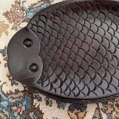 木製　魚形　皿 鱗模様　おかし　昭和　レトロ　ヴィンテージの画像