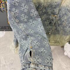 Chrome Hearts サンスクリットプリントのジャカードとラインストーンのデニムジャケットの画像