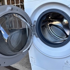 **✨ 美品！2023年製 アイリスオーヤマ ドラム式洗濯乾燥機 – 8kg 洗濯／3kg 乾燥 💧 60℃除菌洗い・おしゃれデザイン・腰に優しい高さ設計 – ホワイト** 🚚 配送可能 / とても良い状態の画像