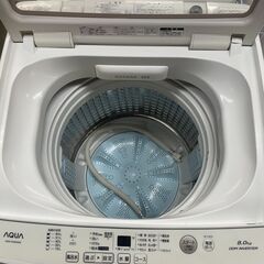 リサイクルショップどりーむ荒田店　No4305 洗濯機　8kg容量　アクア　2019年製　蓋付け根右側若干破損あり　動作影響なしの画像
