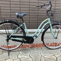 自転車中古　オートライト　カゴ　カギ付き　タイヤ26インチ　カラーミントグリーンの画像