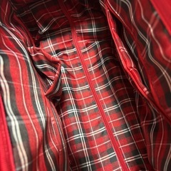 赤のキャリーバックの画像