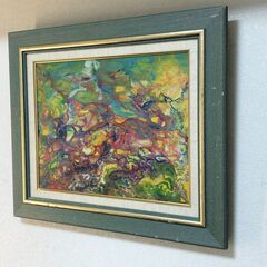 抽象画 AD1990「模写」ARIHITO IKDA 油絵 壁アート リビングルーム装飾 額付き 美術品インテリア 現代アート絵画の画像