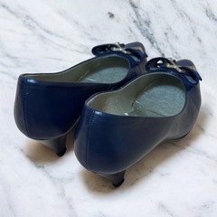 peppermint Select パンプス ネイビー 22cm リボンの画像
