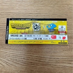 特別席 必見】阪神対中日 8/20 18時京セラD 内野前方チケットの画像