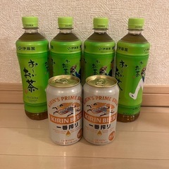 緑茶ペットと缶ビール2本　計６点セット⭐︎の画像