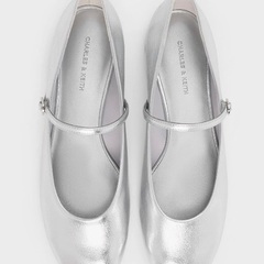 Charles&Keith メリージェーン - シルバーの画像