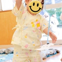 【90サイズ】甚平＆髪飾りセットの画像