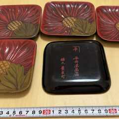 【古い　鎌倉彫風菓子皿　５枚】の画像