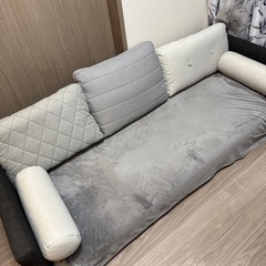 Francfranc 3人掛けソファー スムーク ローソファ 3S ブラック（W1800）布張り の画像