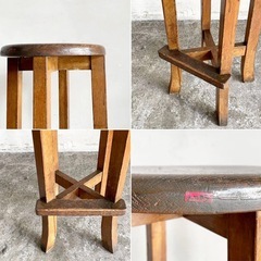 ジャパンビンテージ Japan vintage 木製 スツール H60cmの画像