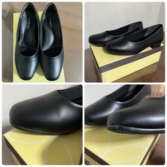 フォーマルシューズ ブラック 黒 23.0cm 5E ヒール2cm 防水  fuwaraku の画像