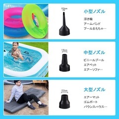 空気入れ ②空気抜き 電動エアーポンプ 空気ポンプ 電動空気入れ 小型 持ち運びの画像