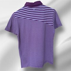 MEN’S MELROSE ボーダー切替ポロシャツ M パープル 紫 38の画像
