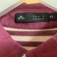 MEN’S MELROSE ボーダー切替ポロシャツ M パープル 紫 38の画像