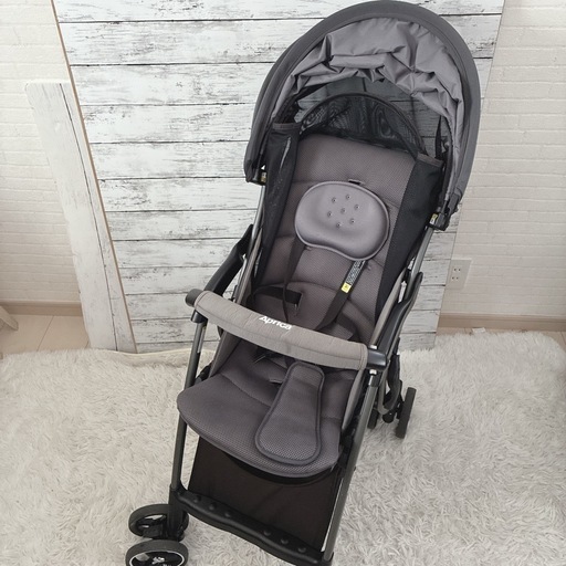 APRICAベビーカー CURUREE A型 グレー 軽量 レザーハンドル