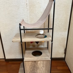 アイリスオーヤマ 猫用 キャットタワー　ウッディシェルフ ブラウン PUS-130 高さ130cmの画像