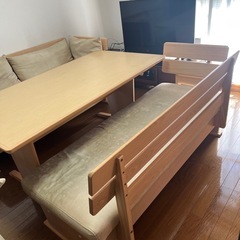 大川家具　ソファダイニングテーブルセットの画像