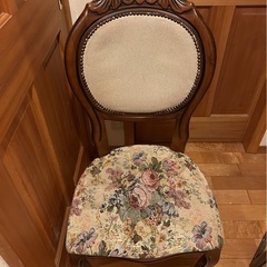 椅子　木　木製　花柄　布張り　アンティーク　ヴィンテージ　ヨーロッパ家具　中古　張替え要の画像