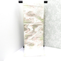 袋帯 ピンク 銀 白 金 龍雲調 六通柄 正絹 仕立て上がり フォーマル 長さ413.5cm【中古】 【キモノオフ野々市若松店】の画像