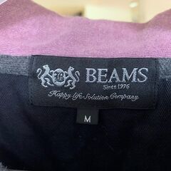 BEAMS メンズ ポロシャツ Mサイズ 綿100% グレー ピンクの画像