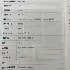 プロジェクター　スクリーン布付きの画像