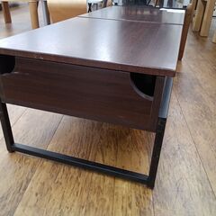 ★リユースのサカイ水戸店★  ローテーブル ブラック×ダークブラウン H37～60×D50～90×W120～160.5 クリーニング済み MT5225の画像