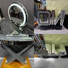 【ジ499】コンソールテーブル 鏡・アルファベットオブジェ O・N ４点セット ドレッサー 店舗 ディスプレイ (ma)の画像