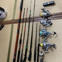 川と海の釣り竿セット、アクセサリーとケース付きの画像