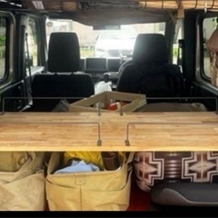 車内収納用木製テーブルとラック n-van イレクターパイプ、テーブルの画像